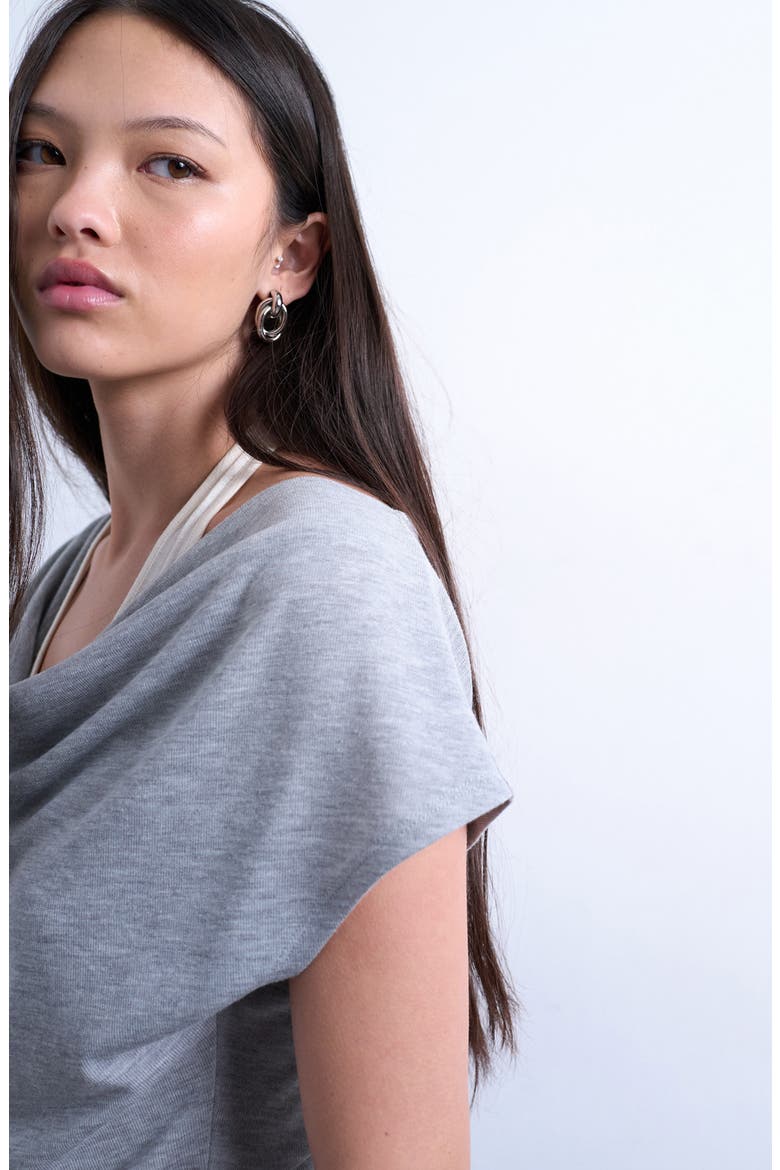Layered Cowl Neck Top, Alternate, color, GREY