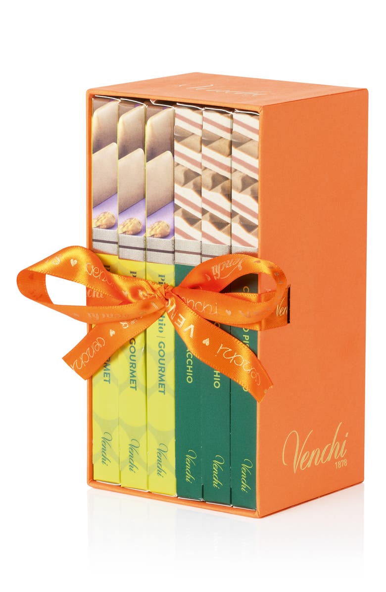 Venchi Bookcase 6-Piece Assorted Pistachio & Cremino Pistachio Bars, Alternate, color, 
