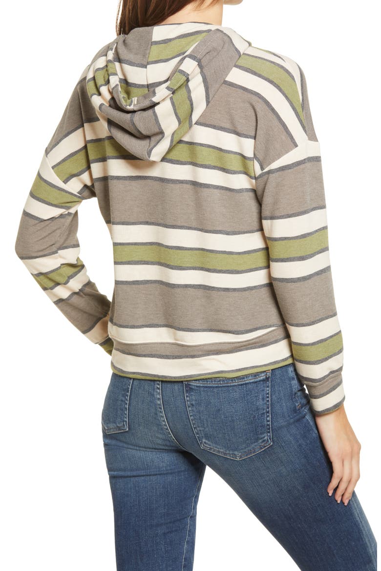 Hooded Sweatshirt, Alternate, color, BROWN/ GREY/ OLIVE STRIPE #1E