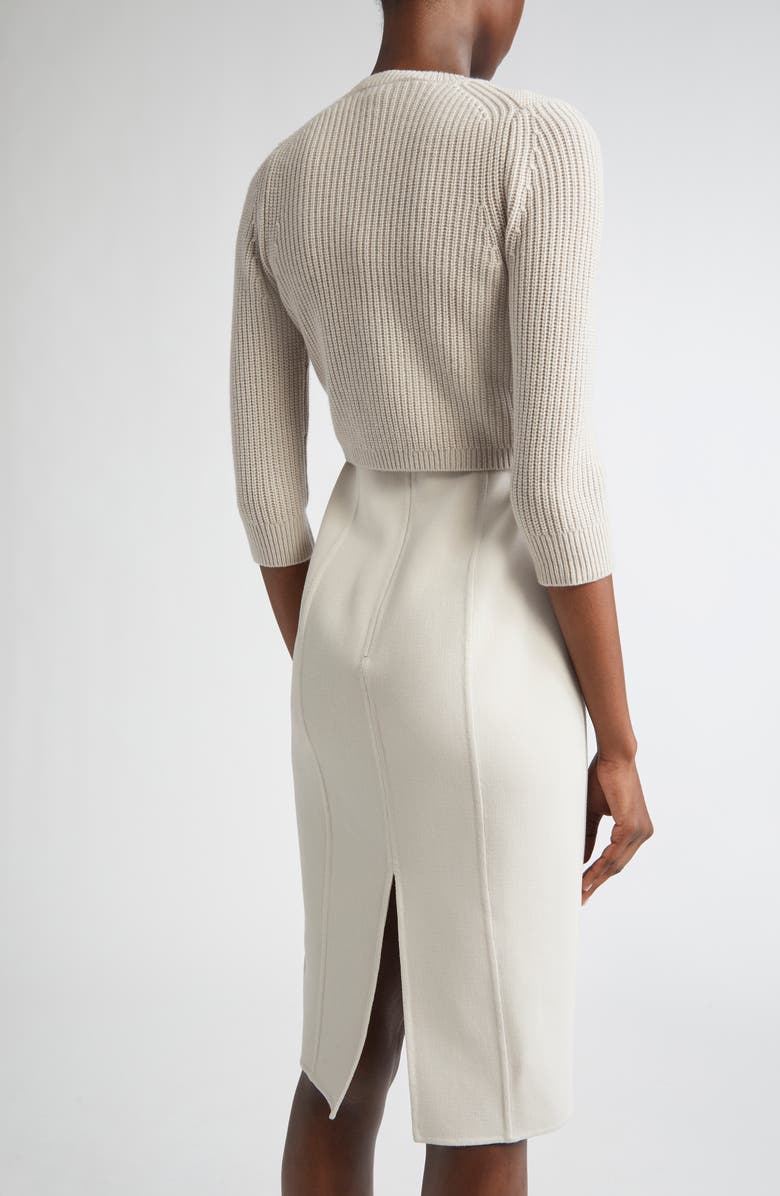 Michael Kors Collection Shaker Stitch Cashmere Shrug, Alternate, color, Oyster