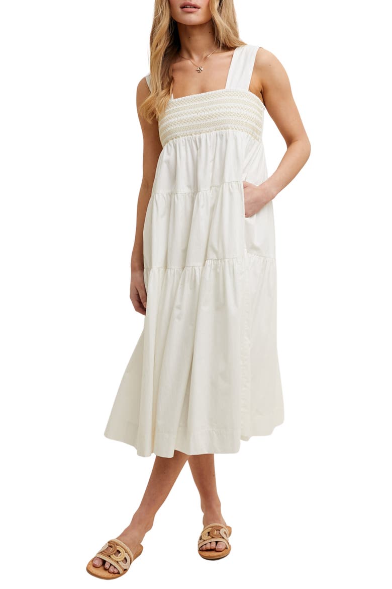 Tiered Maxi Dress, Main, color, WHITE/ TAUPE