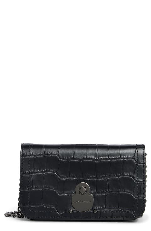 Cavalcade Croc Embossed Leather Wallet on a Chain