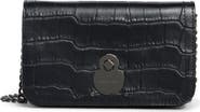 Longchamp Cavalcade Croc Embossed Leather Wallet on a Chain
