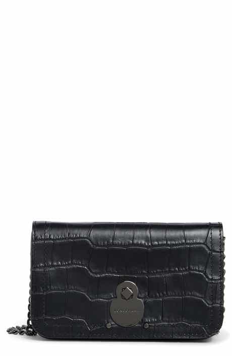 Longchamp Cavalcade Croc Embossed Leather Wallet on a Chain