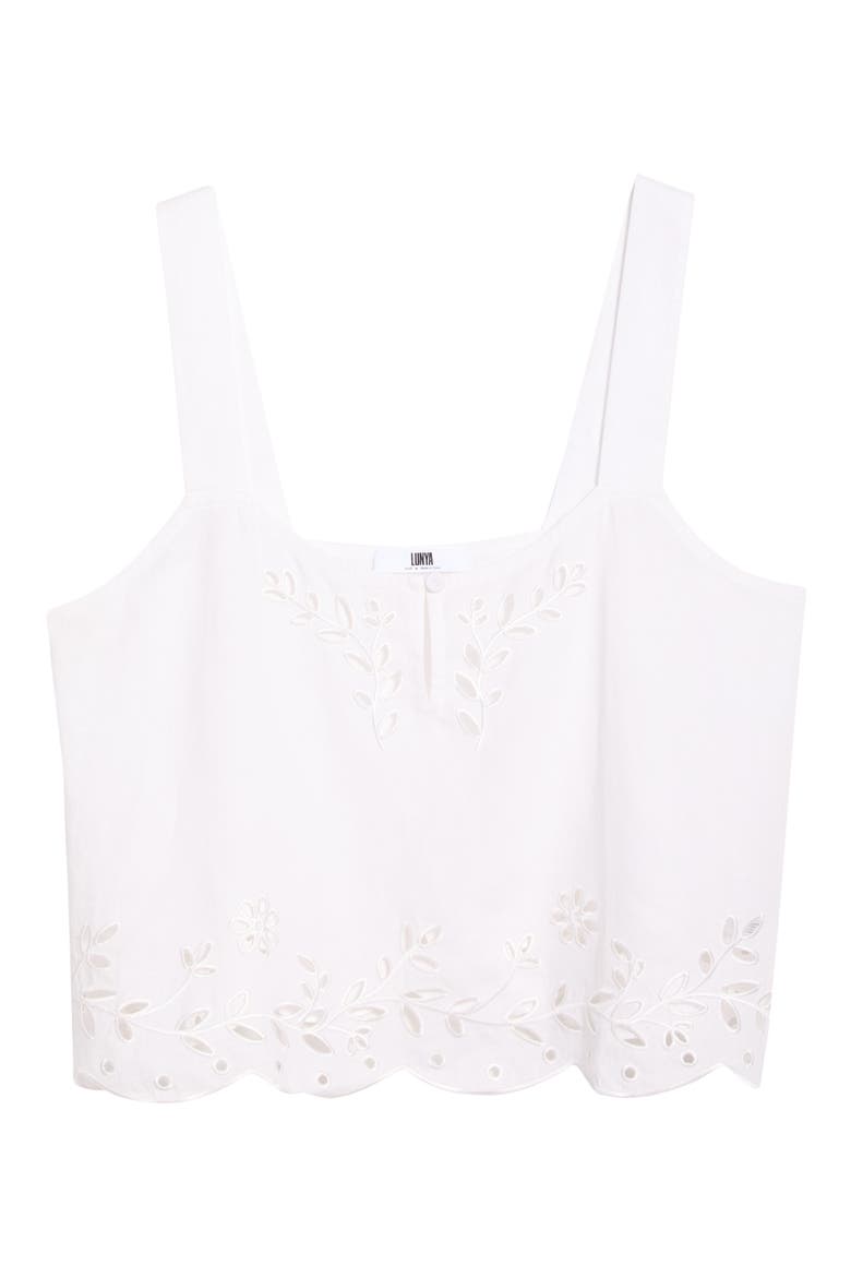 Embroidered Eyelet Linen Tank, Alternate, color, SINCERE WHITE