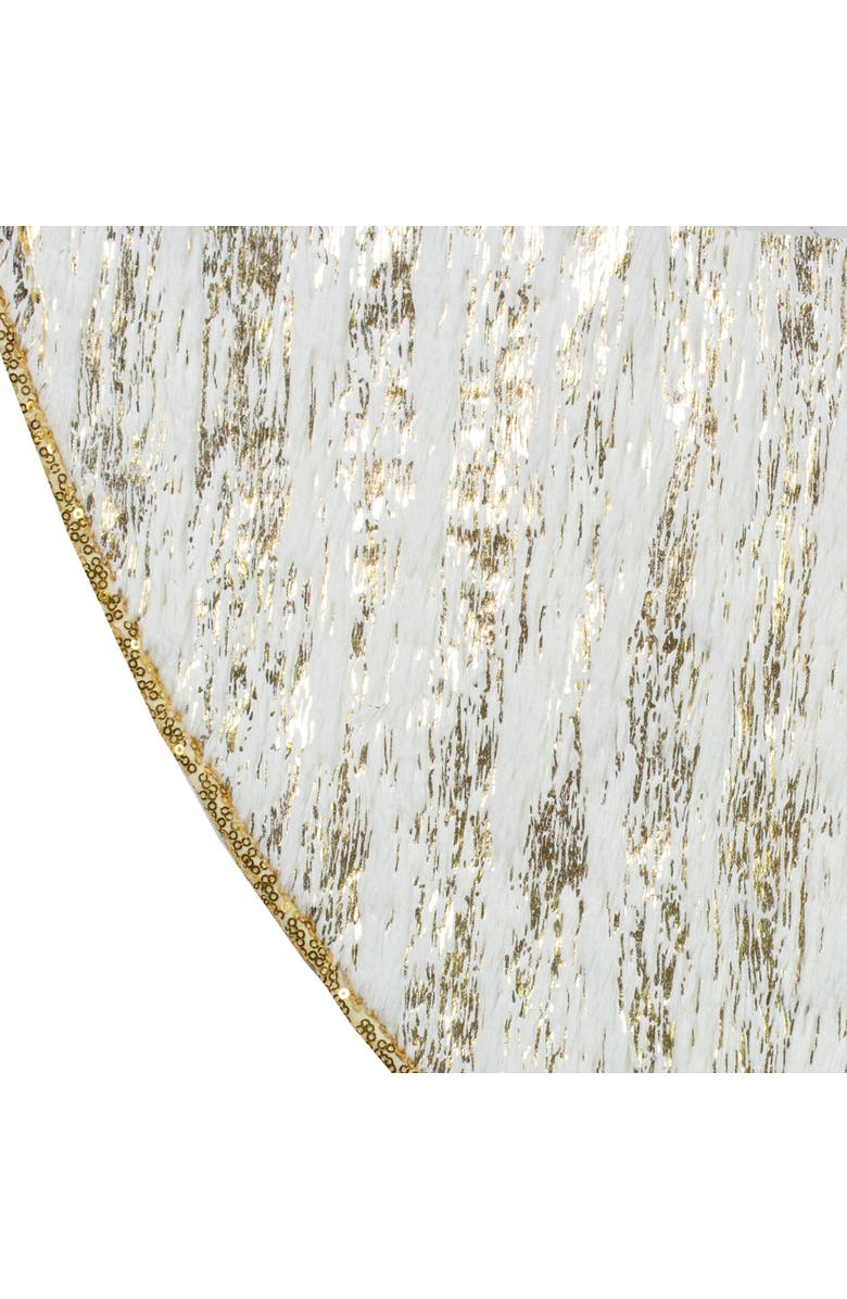Northlight 48" Cream and Gold Wood Grain Pattern and Faux Fur Christmas Tree Skirt, Alternate, color, 