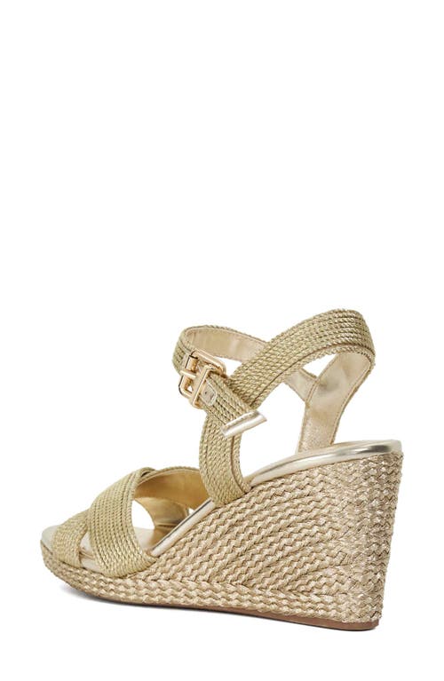 Dune London Kolden Ankle Strap Platform Wedge Sandal In Gold
