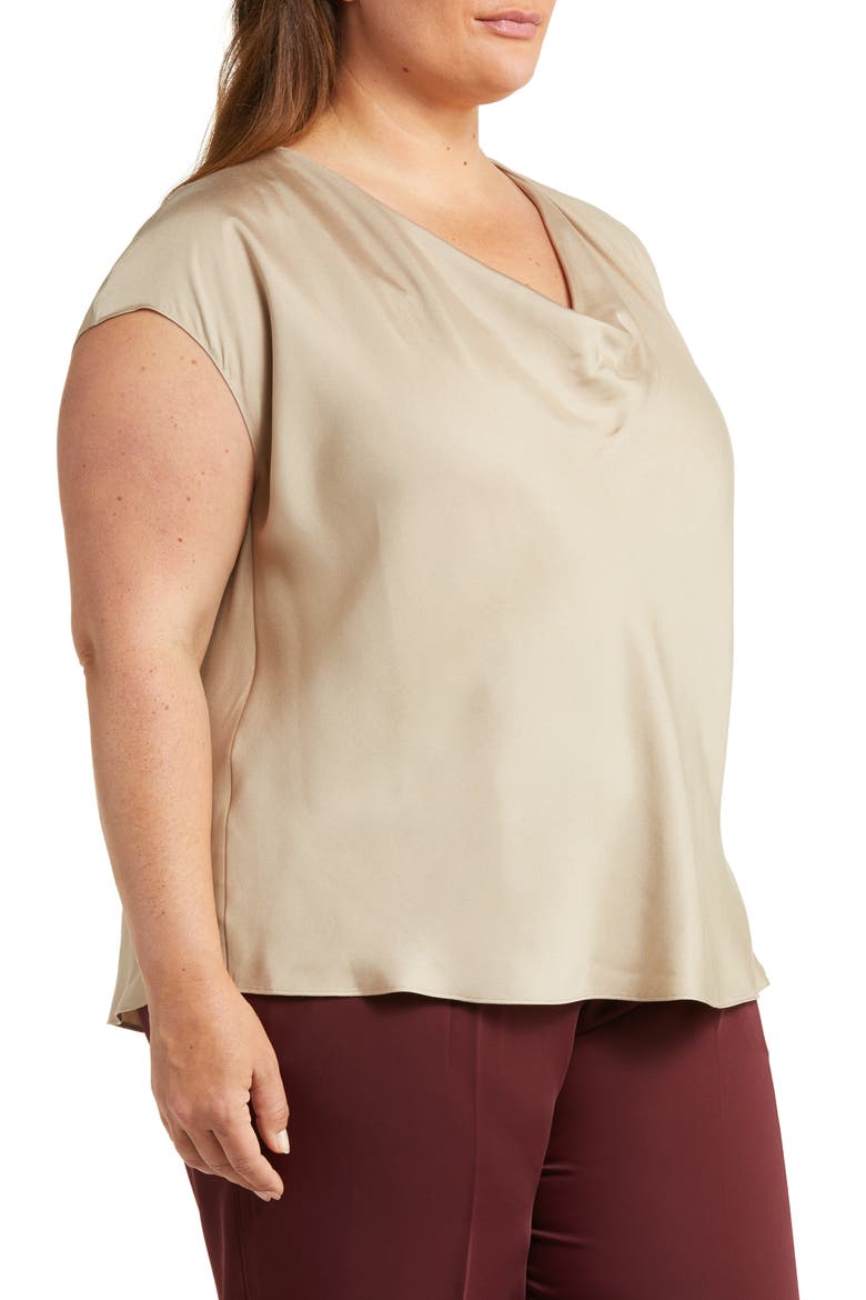 Cowl Neck Cap Sleeve Silk Blend Blouse, Alternate, color, OAT