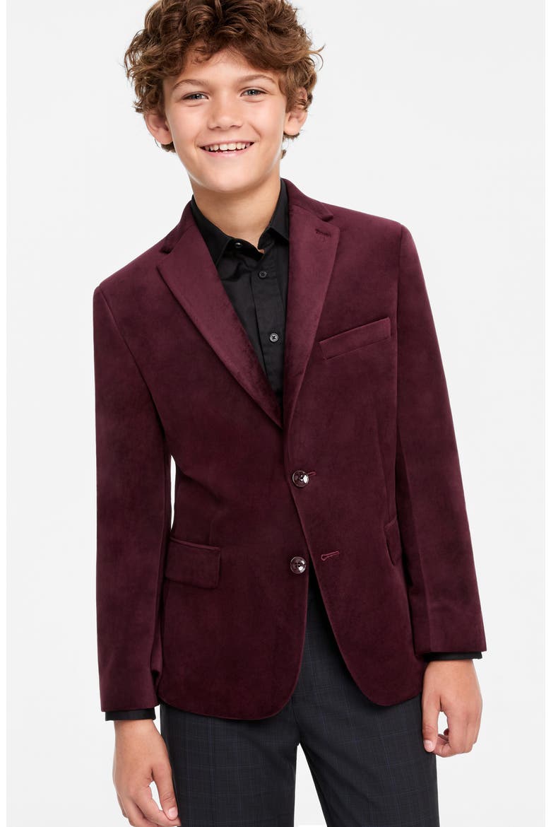 Kids' Velvet Suit Jacket, Main, color, BURGUNDY