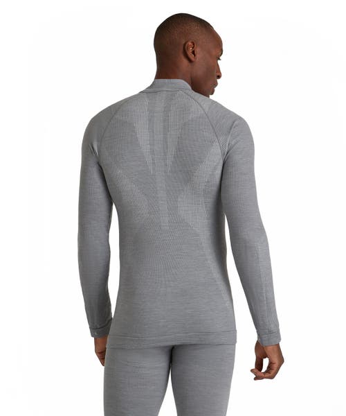 Falke Wool Tech Zip Base Layer Top In Gray