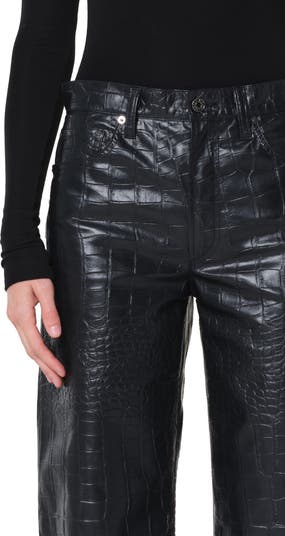 Arc Croc-Embossed Faux Leather Pants