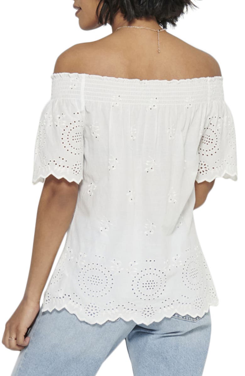 Only Shery Eyelet Off the Shoulder Top, Alternate, color, 