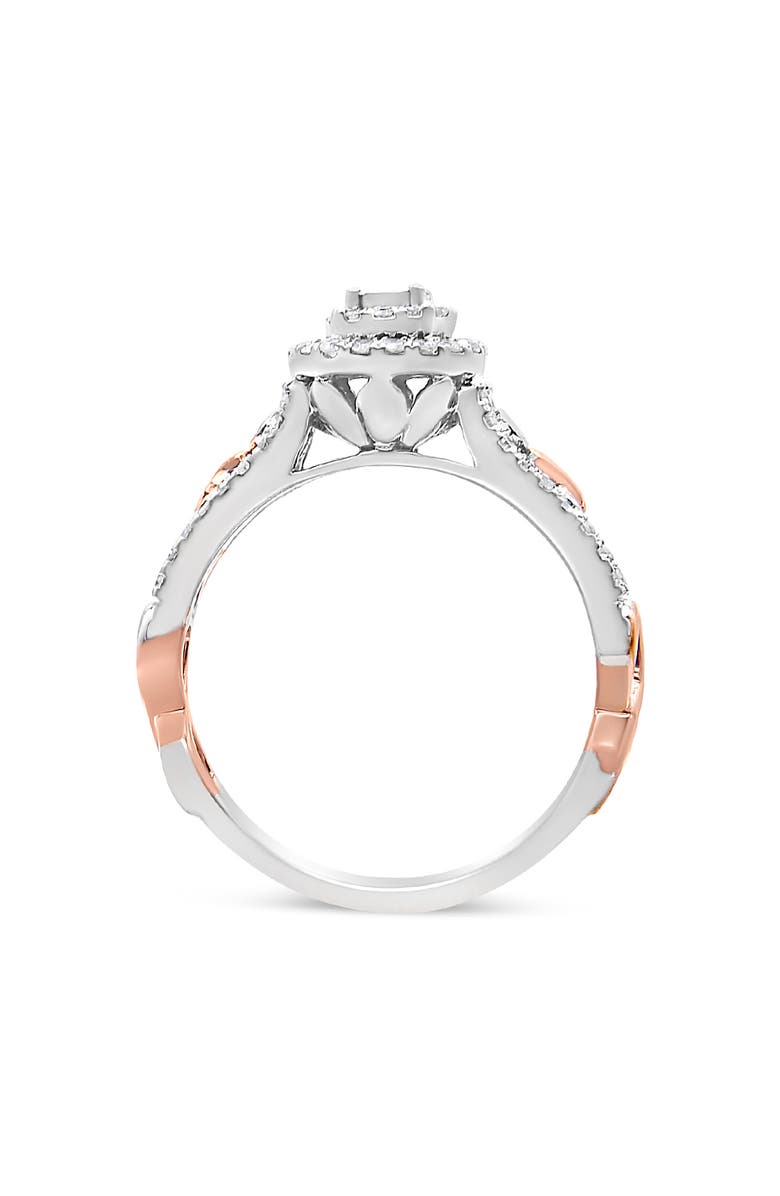 Haus of Brilliance 14K Rose Gold Plated Silver 1/2 Cttw Diamond Double Frame Cross-Over Engagement Ring, Alternate, color, White