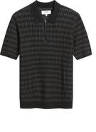 Wax London Bury Ribbed Cashmere Blend Zip Polo