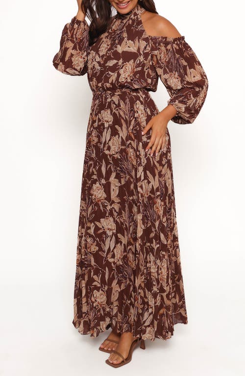 Petal And Pup Petal & Pup Hillary Floral Cold Shoulder Long Sleeve Maxi Dress In Multi