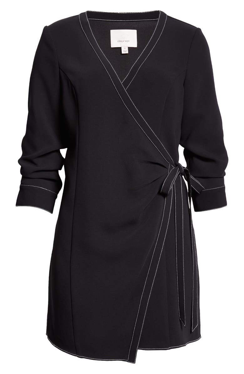 Cinq à Sept Chelsea Topstitch Detail Wrap Minidress, Alternate, color, 