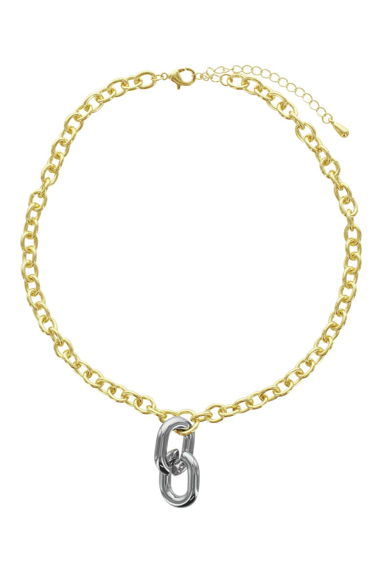 Duo Pendant Necklace, Alternate, color, GOLD / SILVER