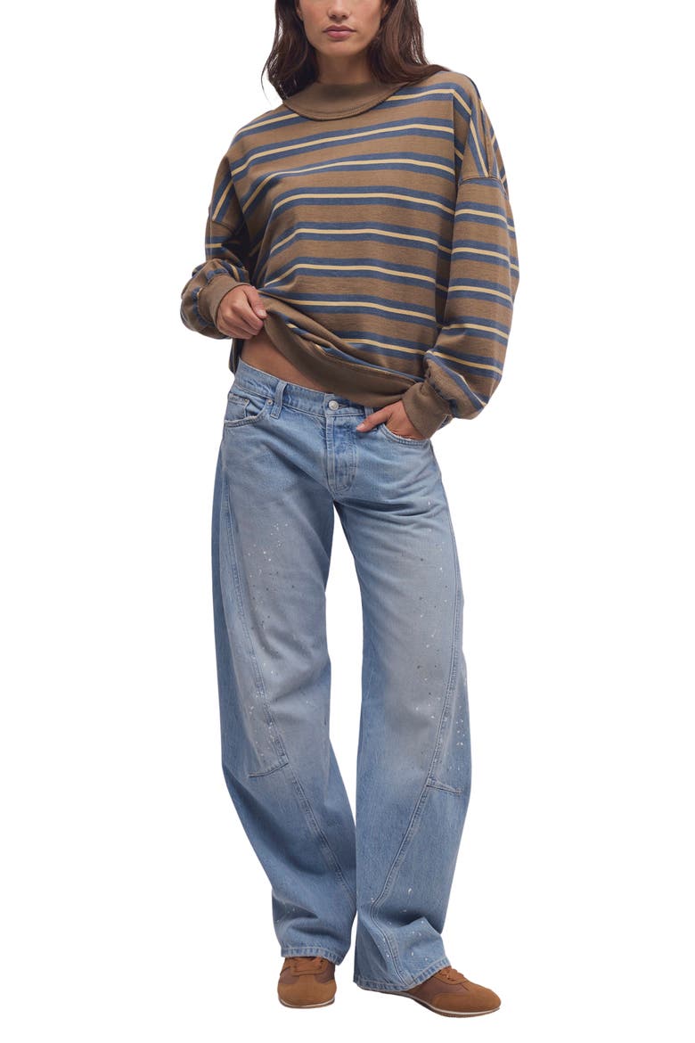 Palm Spring Striped Mock Neck Pullover, Alternate, color, ARMY COMBO