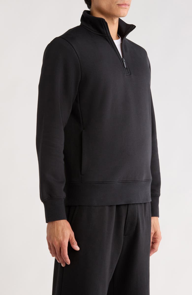 Zella Vital Fleece Quarter Zip Pullover, Alternate, color, Black Caviar