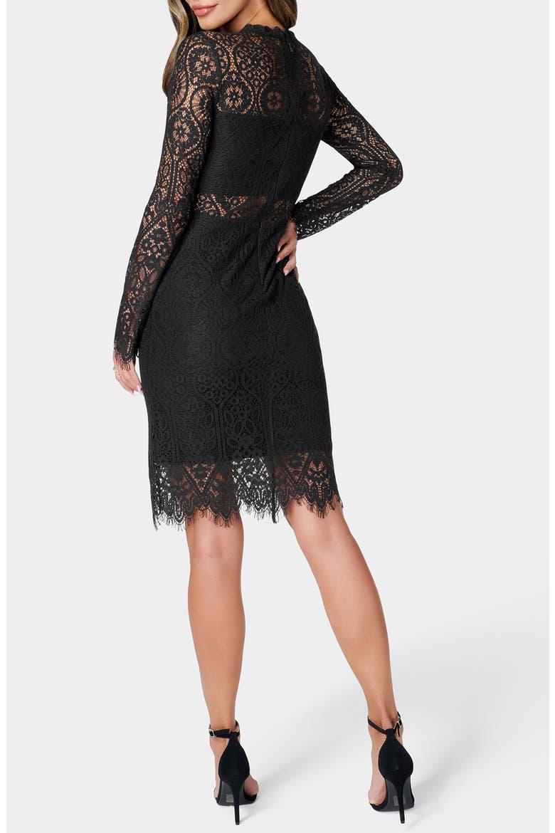 Bandeau Lace Long Sleeve Dress, Alternate, color, BLACK