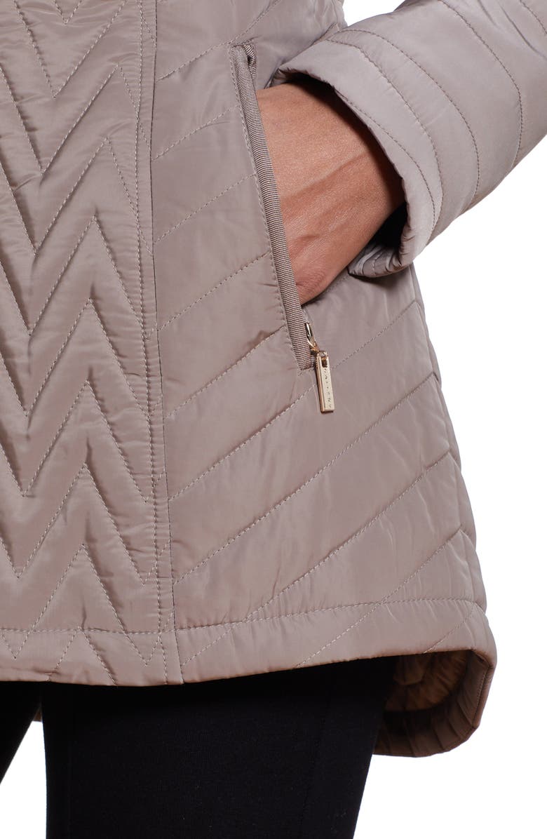 Gallery Hooded Quilted Jacket, Alternate, color, Taupe Grey