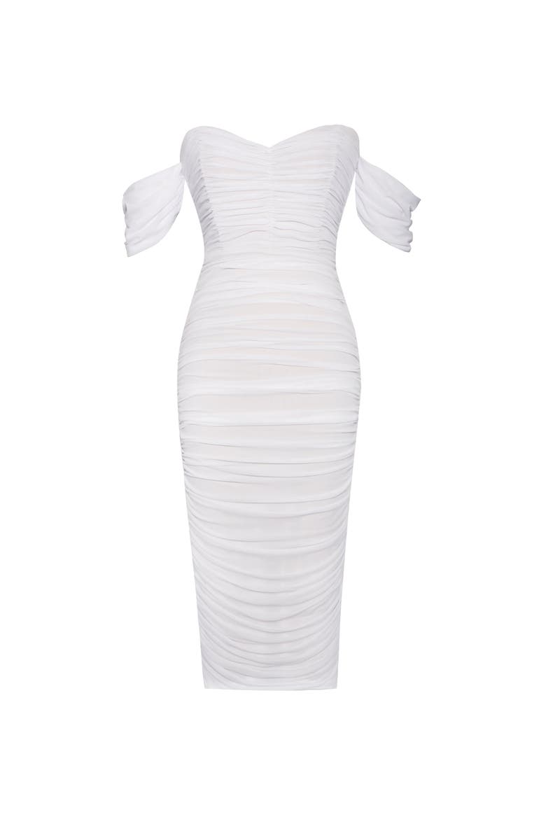 Quenby Off Shoulder Mesh Maxi Dress, Alternate, color, White