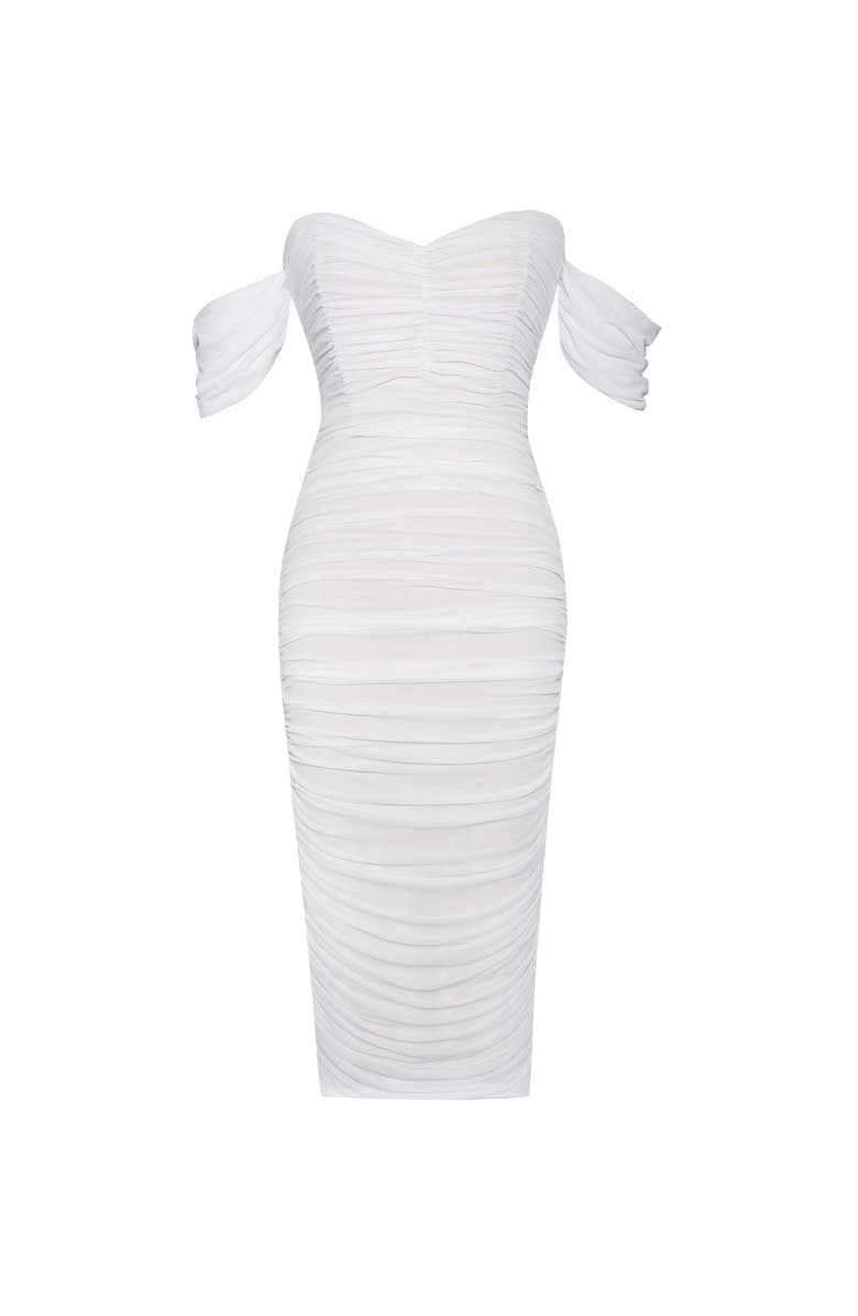 Miss Circle Quenby Off Shoulder Mesh Maxi Dress, Alternate, color, White