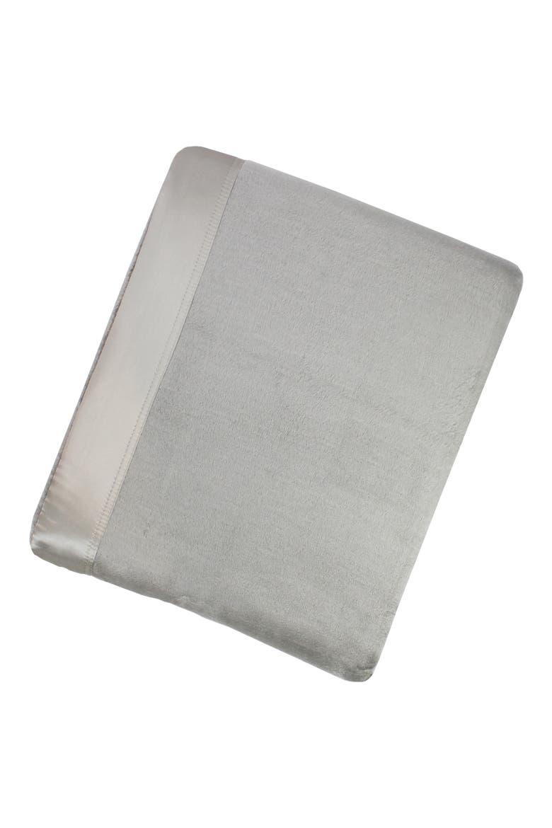 Silk Charmeuse Border Throw Blanket, Main, color, GRAY