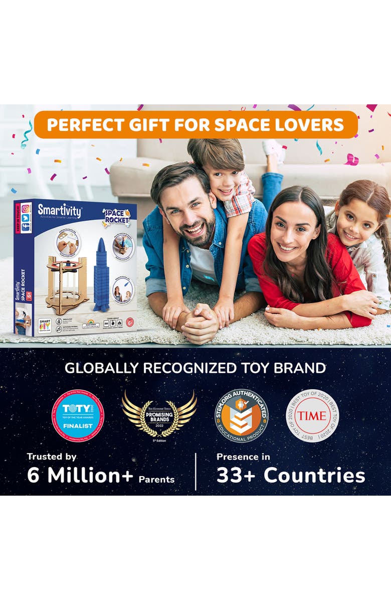 Smartivity Space Rocket Launcher Diy Stem Toy, Chandrayaan Program, Ages 6+, Alternate, color, Multicolored