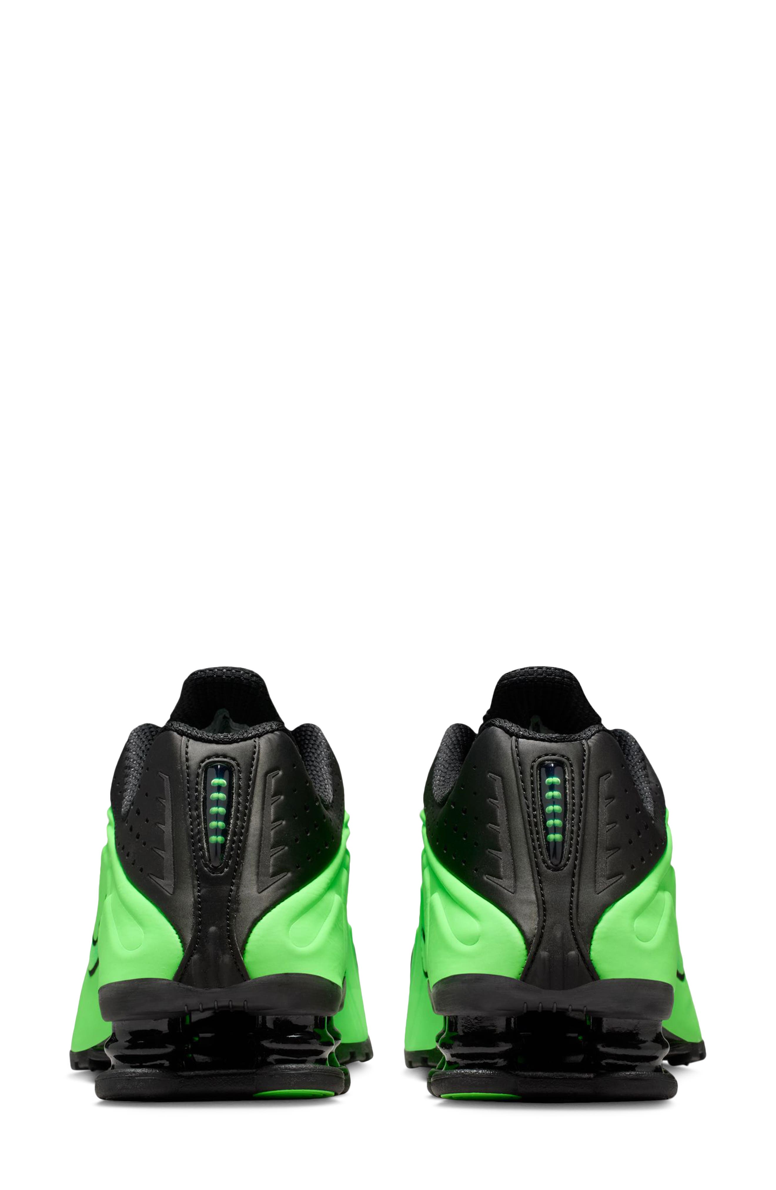 Nike Shox R4 Sneaker, Alternate, color, Black/ Voltage Green/ Black