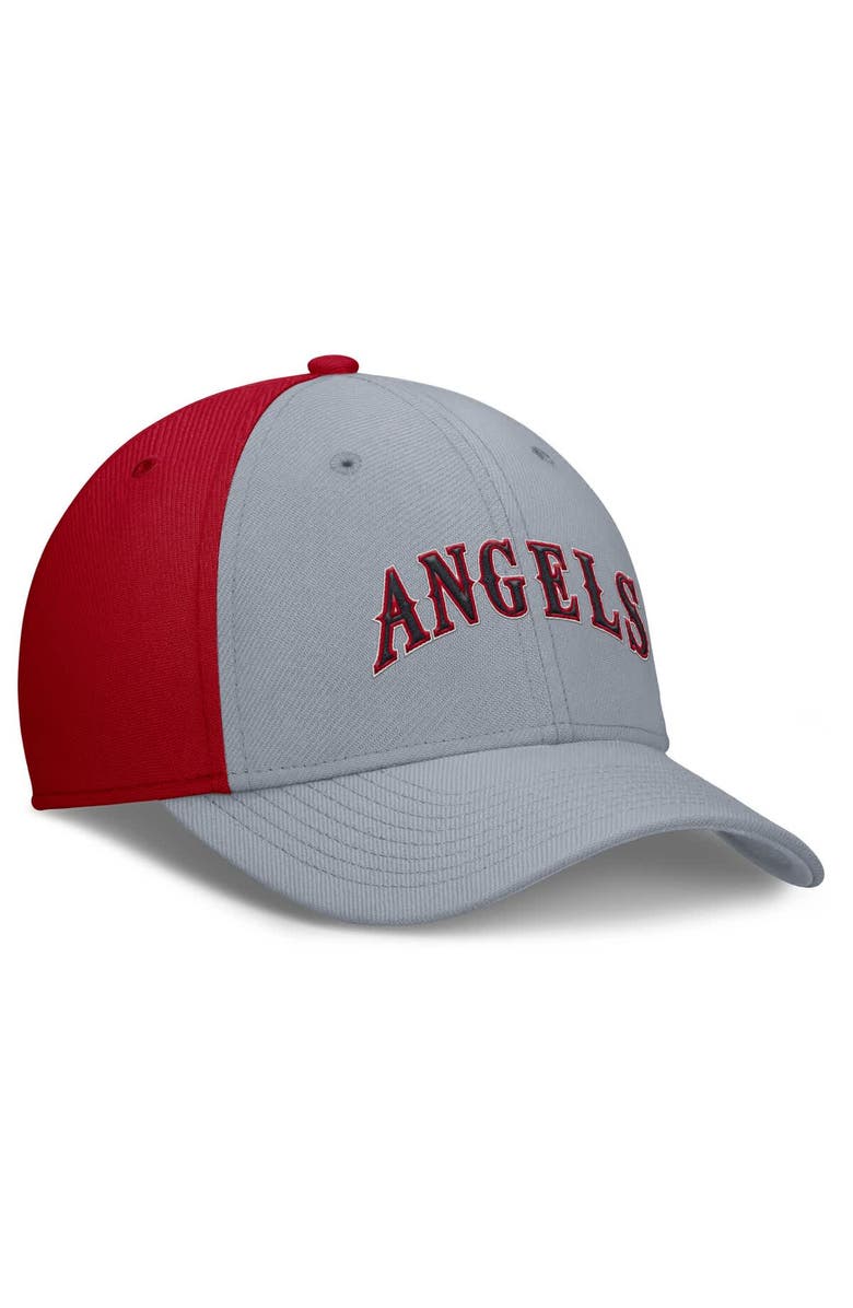 Nike Men's Nike Gray/Red California Angels Rise Swoosh Performance Flex Hat, Alternate, color, Gray