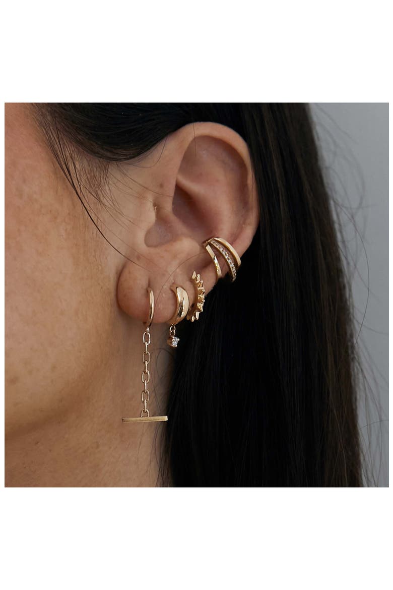 Spike Single Huggie Hoop Earring, Alternate, color, YELLOW GOLD