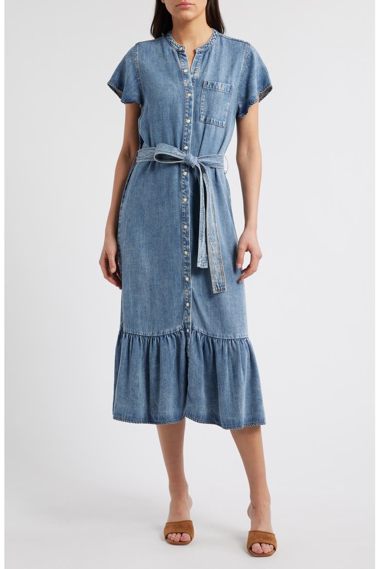 rails denim dress nordstrom Kahlo Ruffle Hem Midi (Women) Uniqlo Denim Jumper Dress disneyinspired 20% Recycled Cotton Color:BUBBLE-GUM Kahlo
