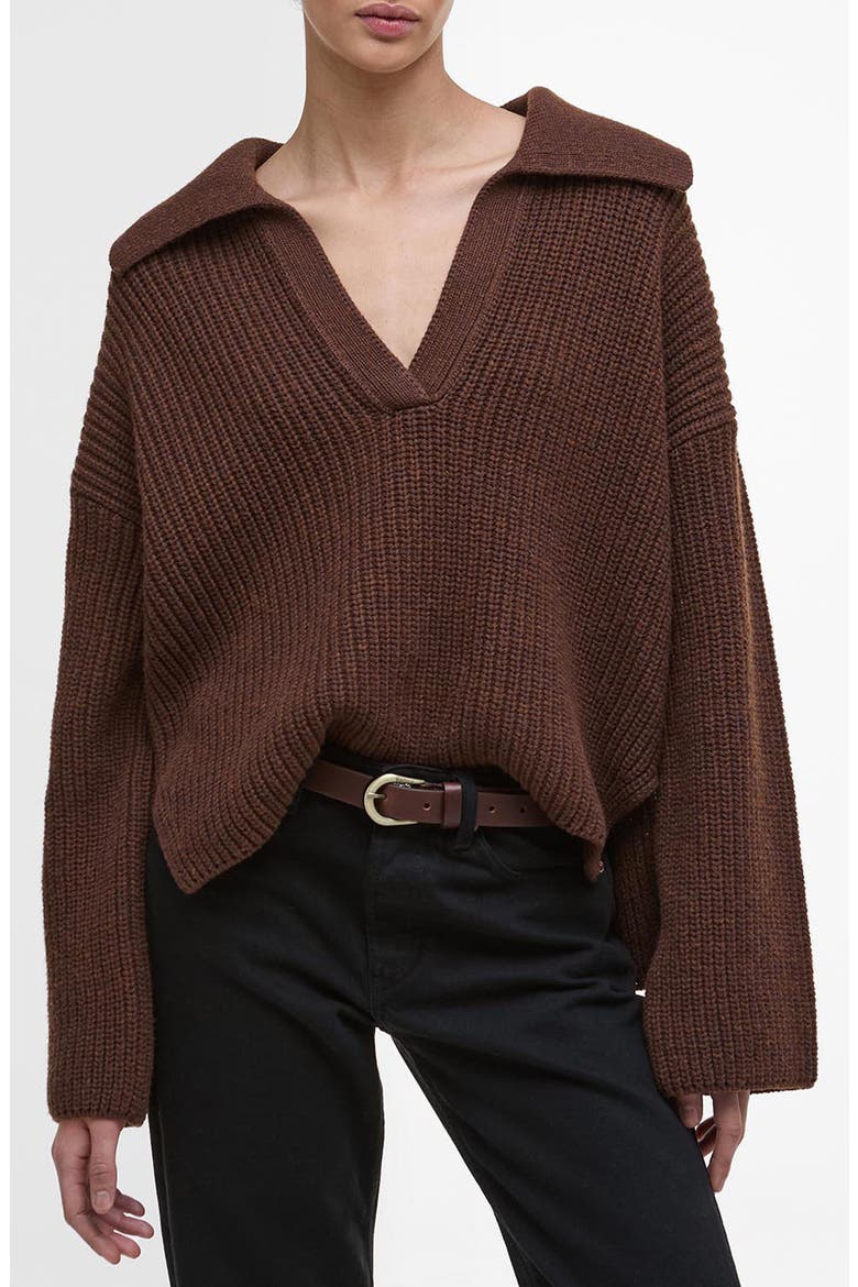 Robyn Cotton & Wool Blend Johnny Collar Sweater, Main, color, VICUNA