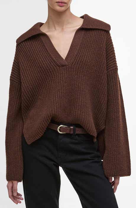 Robyn Cotton & Wool Blend Johnny Collar Sweater
