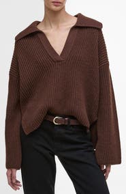 Barbour Robyn Cotton & Wool Blend Johnny Collar Sweater