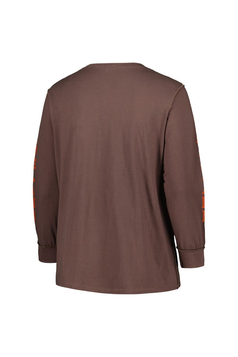 Women's '47 Brown Cleveland Browns Plus Size Honey Cat SOA Long Sleeve T-Shirt, Alternate, color, Brown