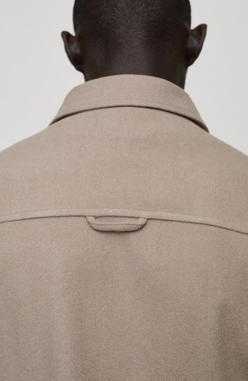 Mango Wool Blend Flannel Overshirt In Grey