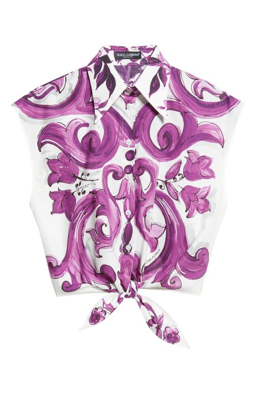 Dolce & Gabbana Dolce&gabbana Majolica Print Cotton Poplin Shirt In Purple