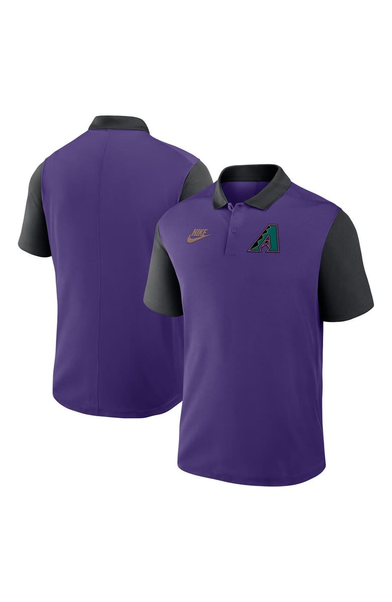 Nike Men's Nike Purple/Black Arizona Diamondbacks Cooperstown Collection Color-Block Victory Performance Polo, Alternate, color, Purple