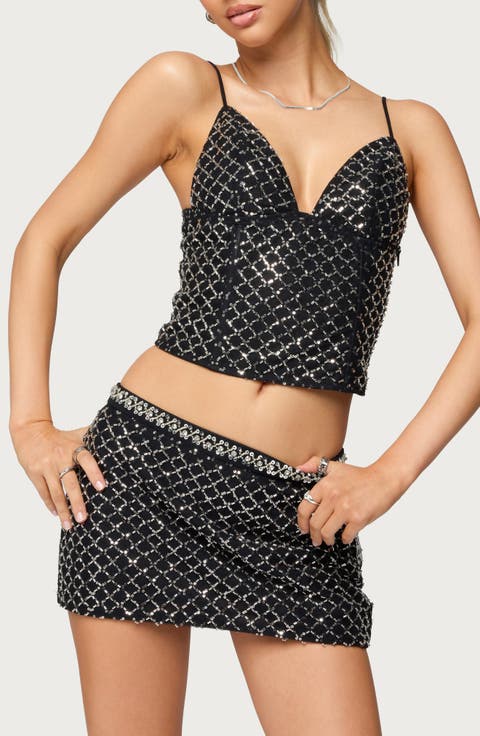 Jenny Beaded Mesh Crop Camisole