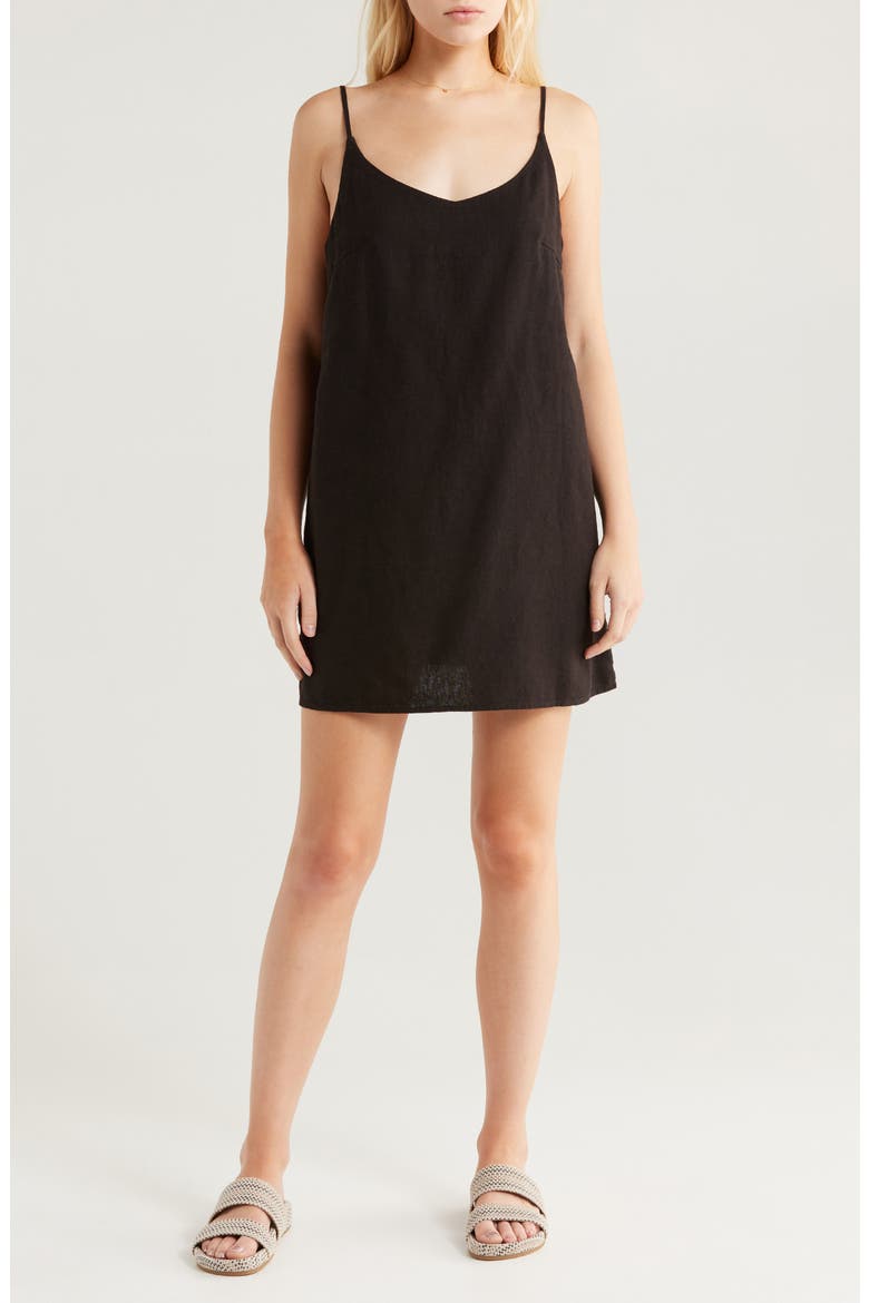 Summer Love Mini Slipdress, Main, color, BLACK