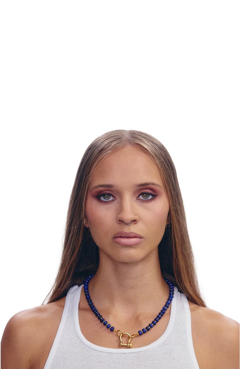 SHOP SPICY DAN Levi Blue Lapis Gold Plated Necklace, Alternate, color, Blue