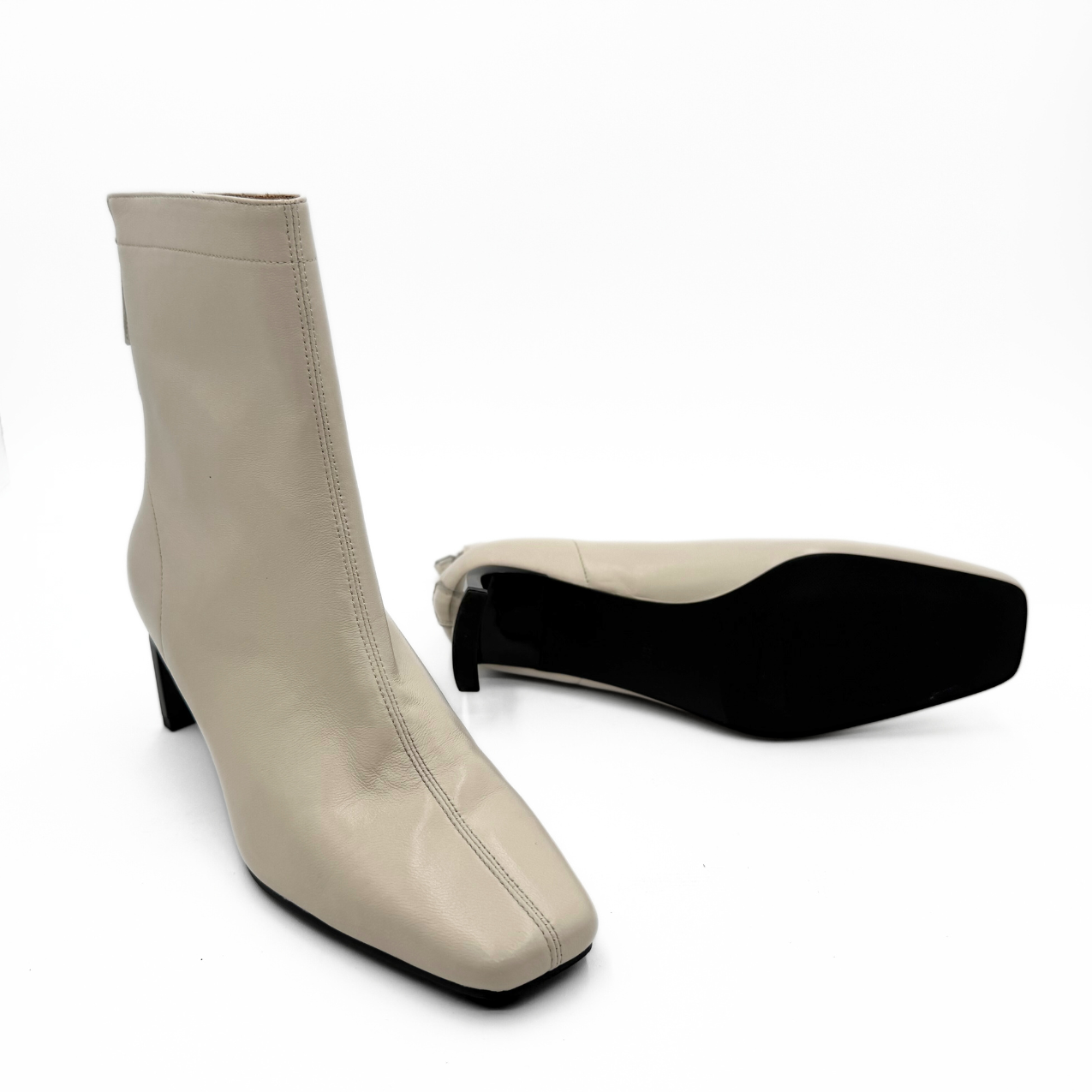 Harlow Leather Bootie, Alternate, color, Off-White