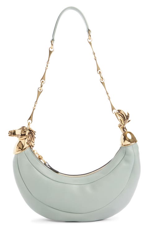 Chain Horse Leather Hobo Bag