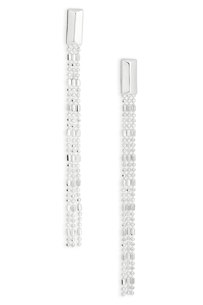 Demi Fine Ball Chain Linear Drop Earrings, Main, color, SILVER