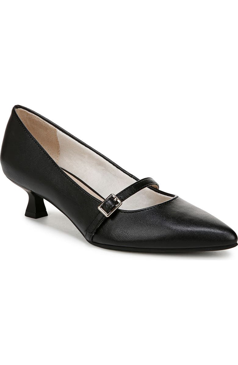LifeStride Madelyn Mary Jane Pointed Toe Kitten Heel Pump, Main, color, Black/ Black