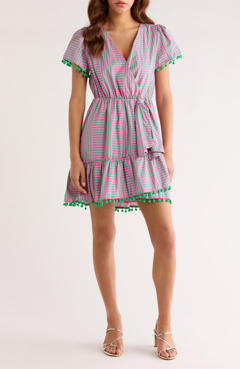 SUGARLIPS Valda Mixed Stripe Cotton Dress, Main, color, Pink-Green-Multi