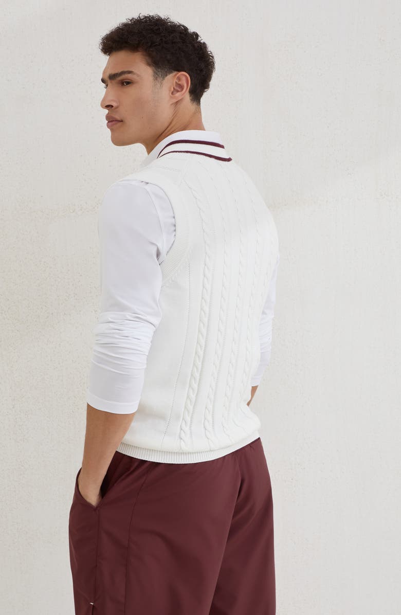 Brunello Cucinelli Cable knit sweater vest, Alternate, color, Panama