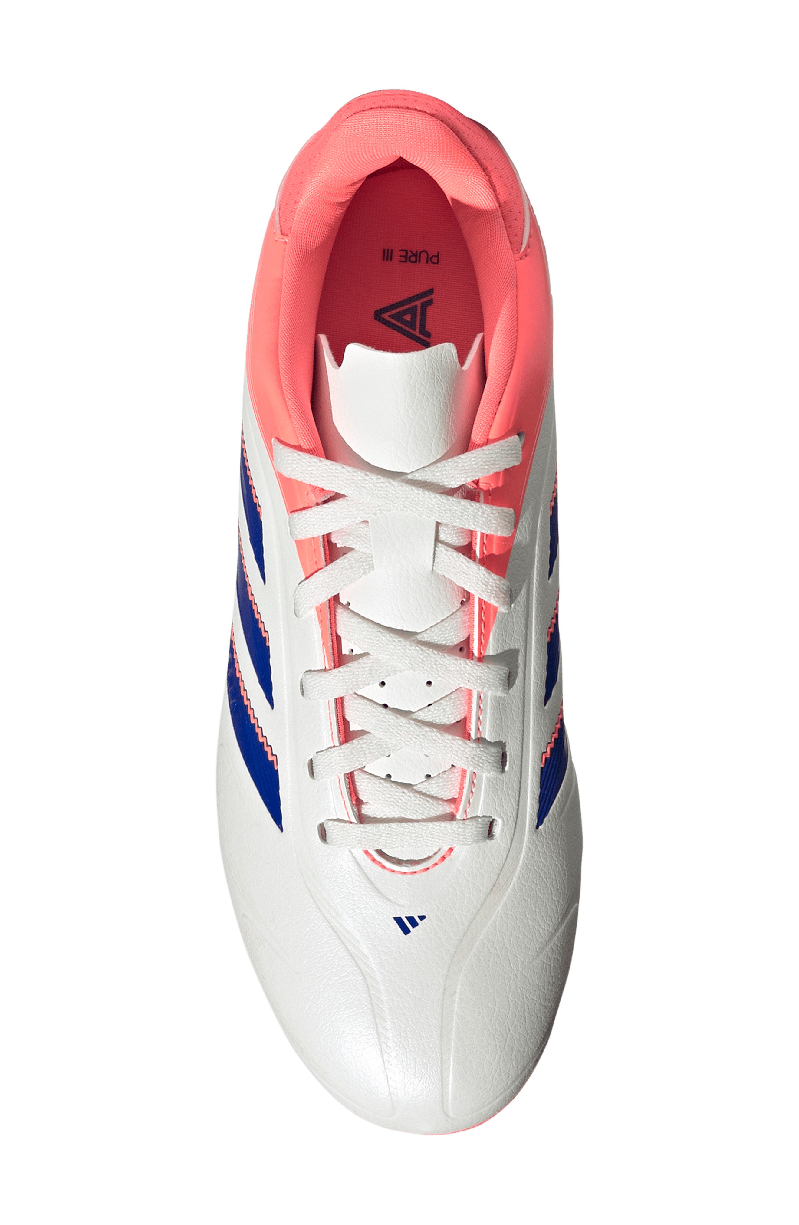 adidas Kids' Copa Pure 3 Club Soccer Cleat, Alternate, color, Off White/ Blue/ Coral